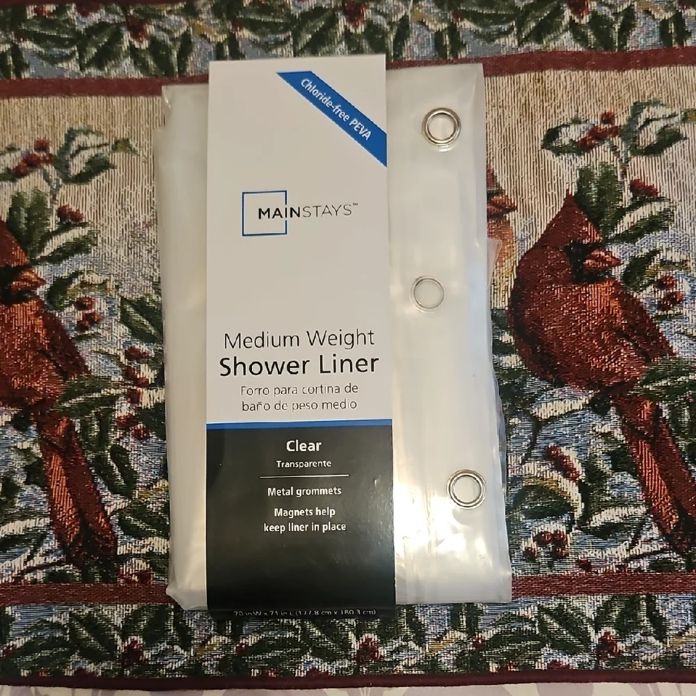 Mainstays Medium Weight Shower Liner Clear NWT 70×71